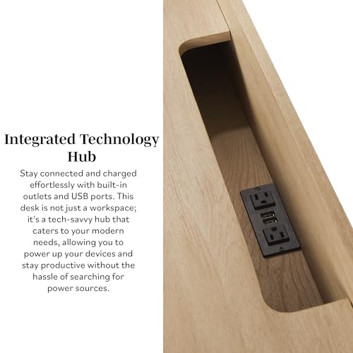 Office Tech Furniture - Coastal Oak Modern Transitional Reeded Desk